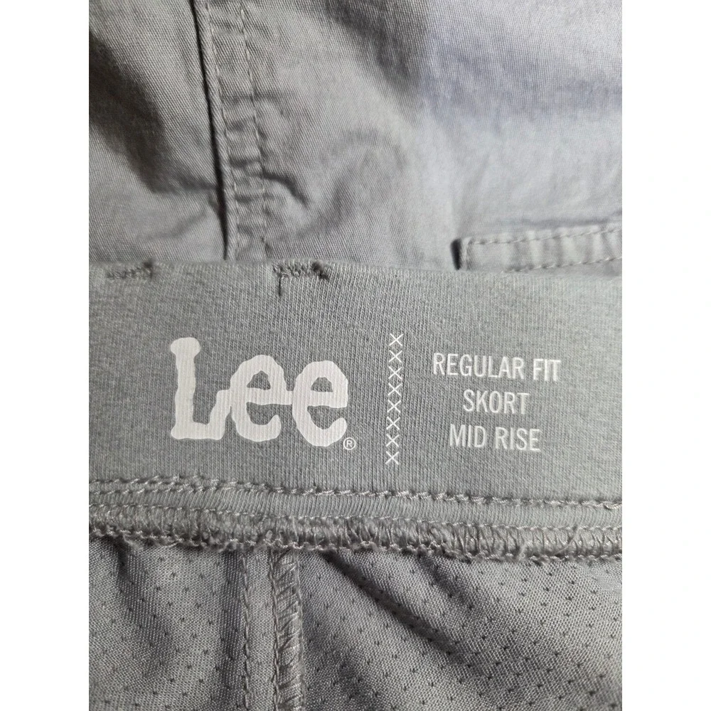 Lee Womens Gray Cargo Skort Mid Rise Regular Fit Size 16 Medium Resort